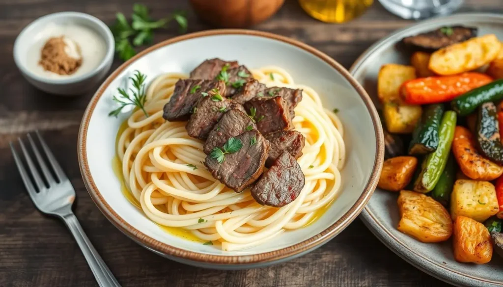 pasta with steak